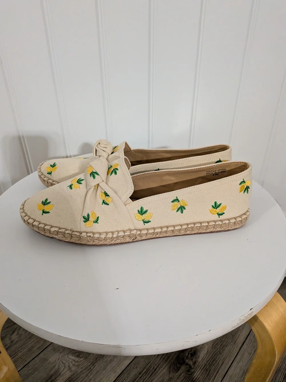 Talbots Izzy Lemon Knotted Canvas Espadrilles Flats
